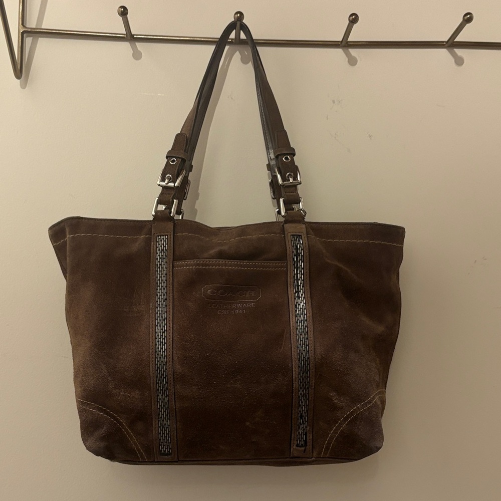 Coach Brown Suede Tote Bag